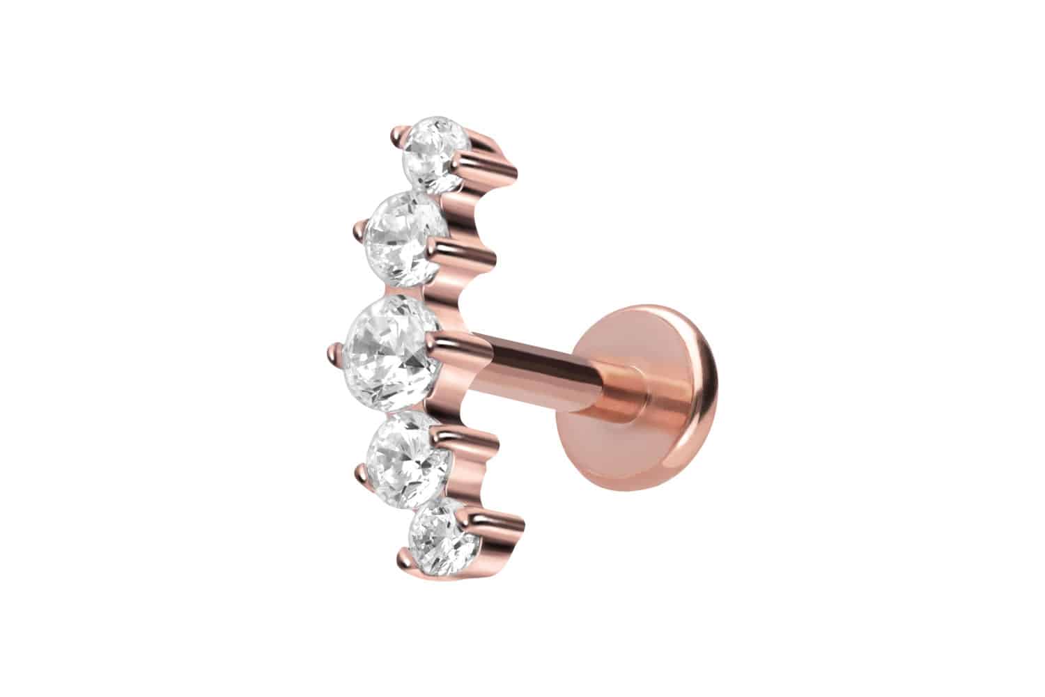 Titan Labret Piercing mit Push Fit 5 EINGEFASSTE KRISTALLE